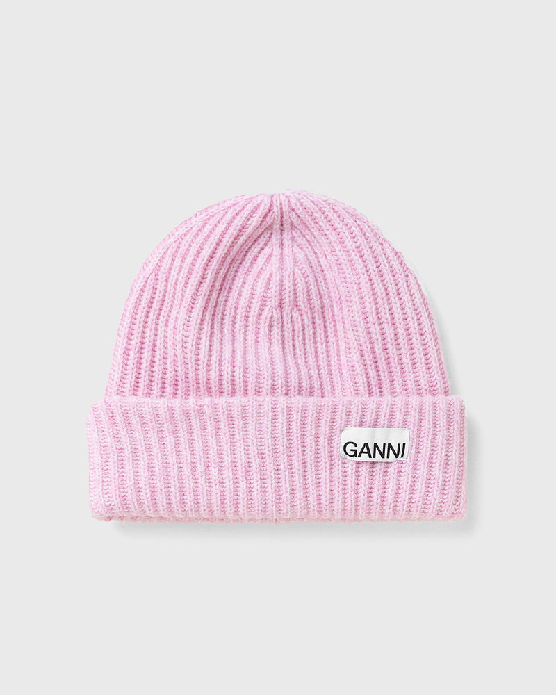 Ganni Structured Rib Beanie Pink