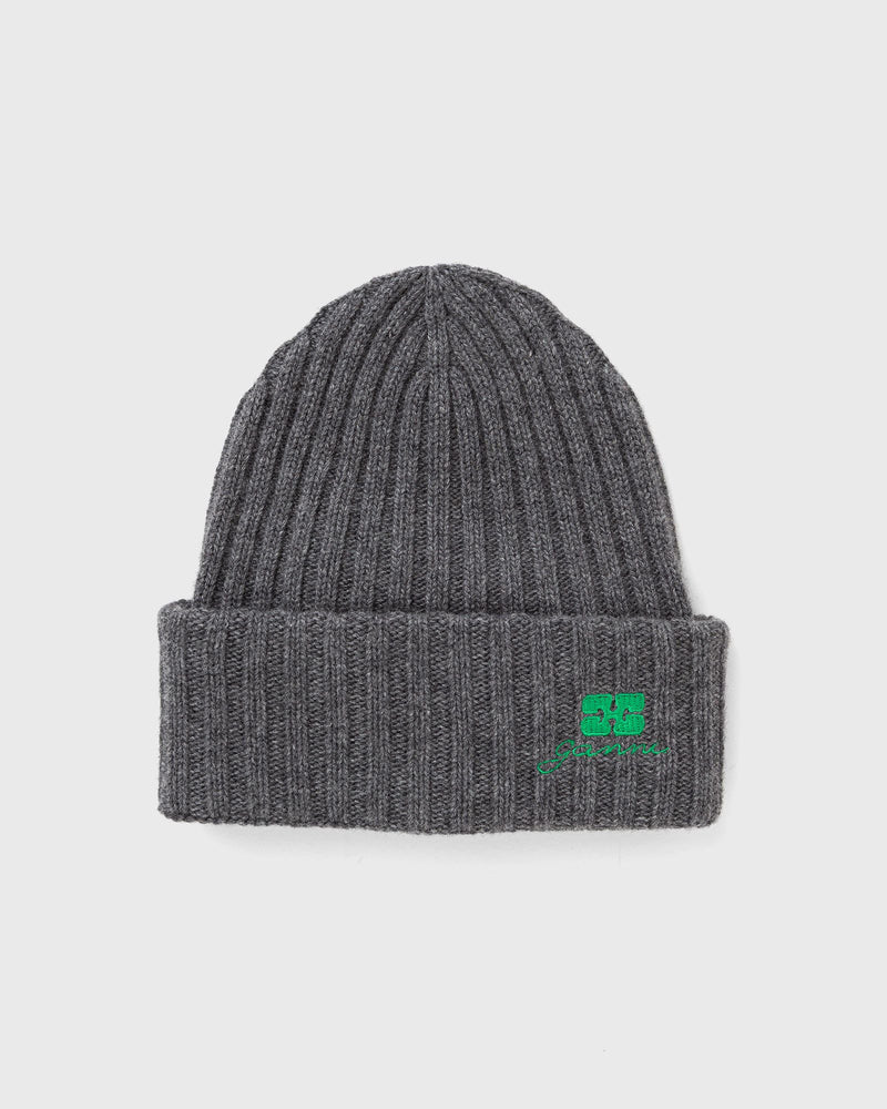 Ganni Core Future Wool Knit Beanie Grey