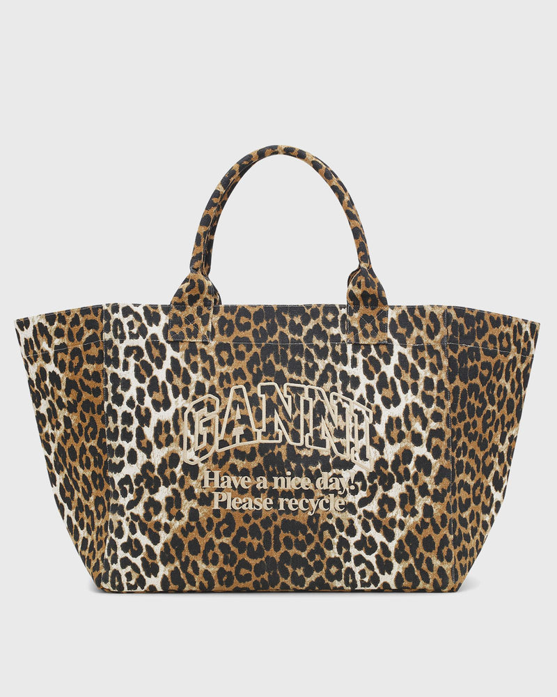 Ganni Shopper XXL Pocket Print Brown