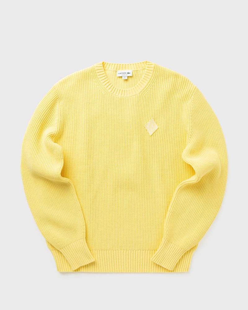 Lacoste Pearl Rib Knit Badge Accent Sweater Yellow