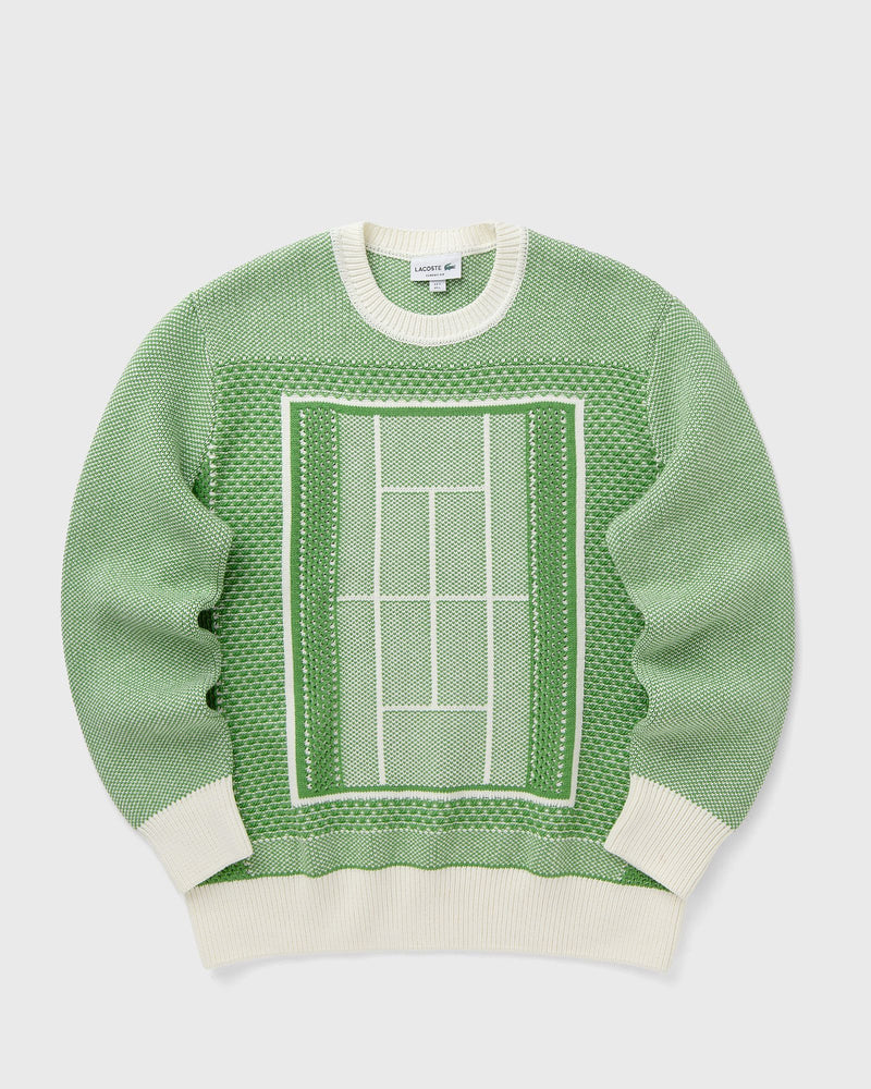 Lacoste Tennis Court Graphic Jacquard Sweater Green