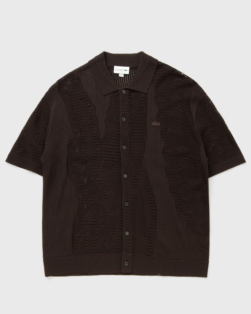 Lacoste Lacy Knit Crocodile Shirt Brown
