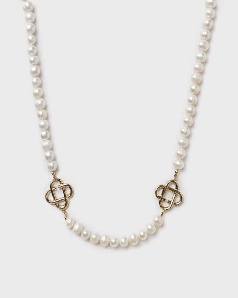 Casablanca Medium Pearl Logo Necklace