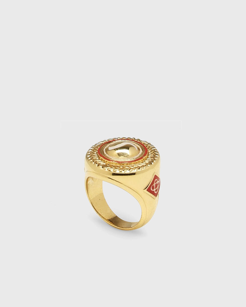 Casablanca Sports Medallion Ring Orange