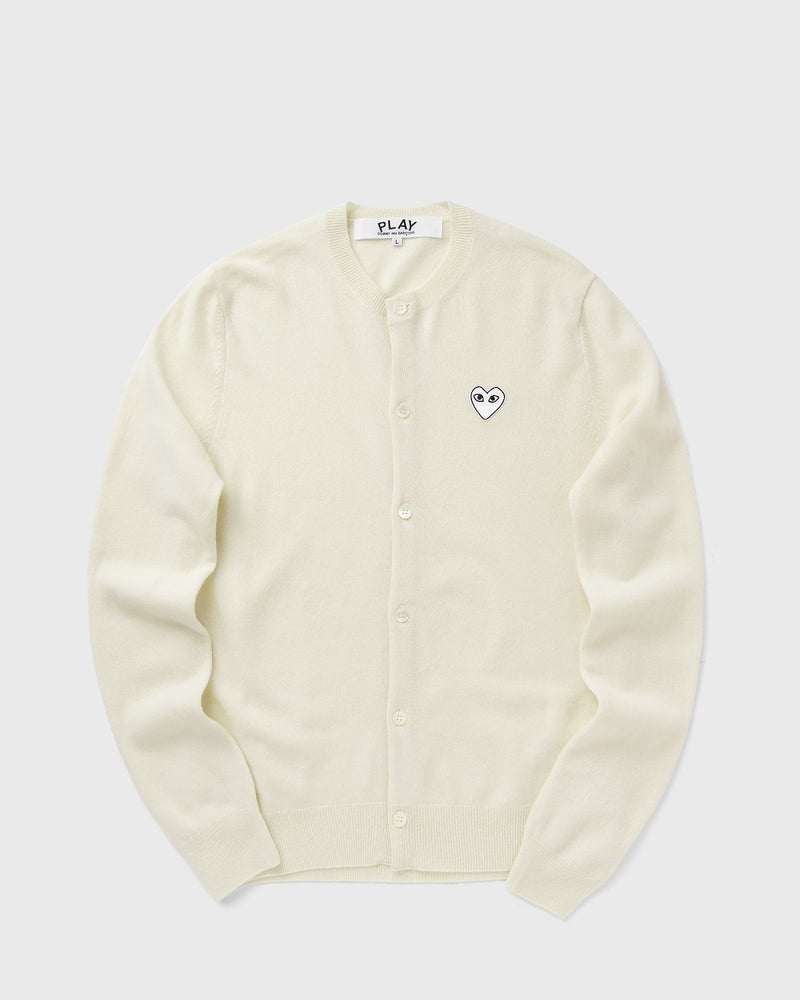 Comme des Garçons Play Round-Neck White Emblem Knit Beige