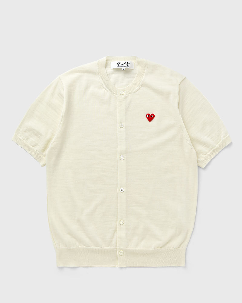 Comme des Garçons Play Round-Neck Red Emblem Knit White