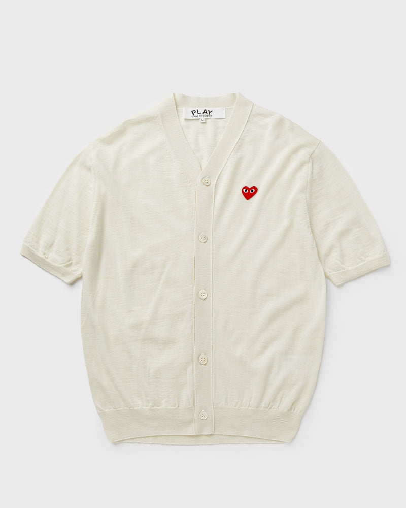 Comme des Garçons Play V-Neck Cardigan Red Emblem Knit White