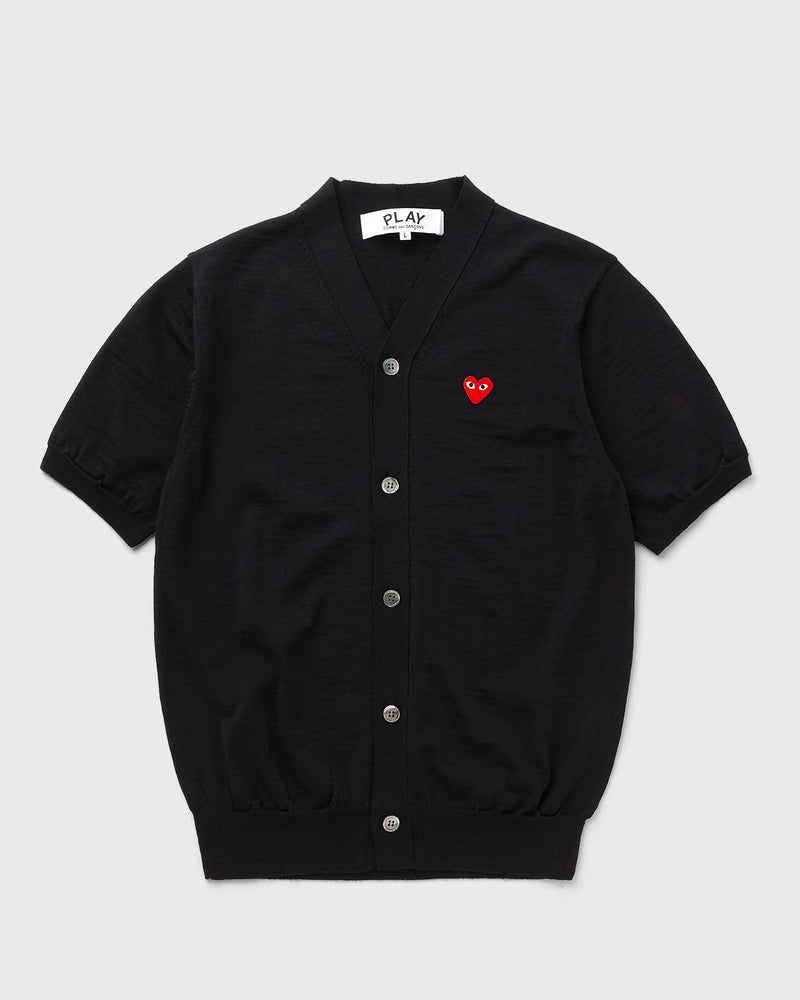 Comme des Garçons Play V-Neck Cardigan Red Emblem Knit Black