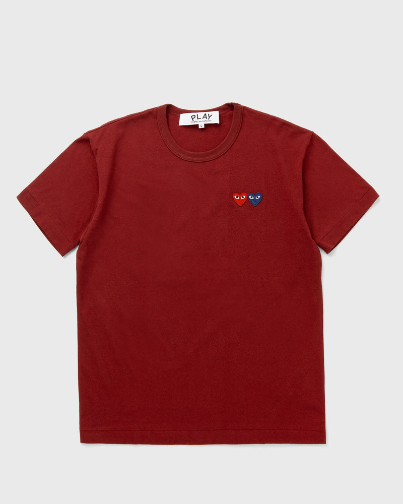 Comme des Garçons Play Tee Double Burgendy Emblem Knit Red