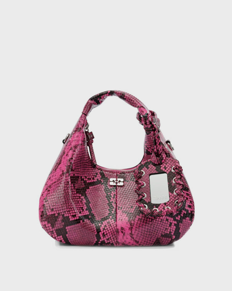 Ganni Hobo Mini Snake Pink