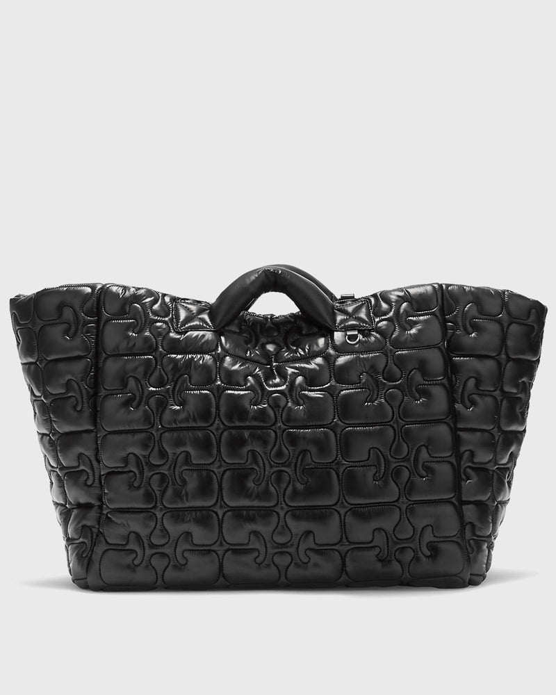 Ganni Re-Tech Quilted Tote Black