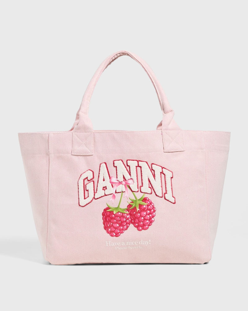 Ganni Medium Trapeze Shopper Raspberry Print Pink