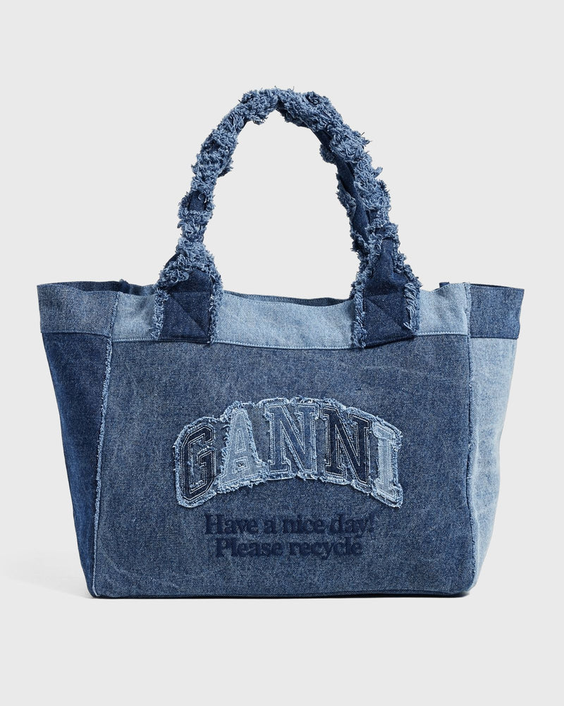 Ganni Medium Trapeze Shopper Denim Blue