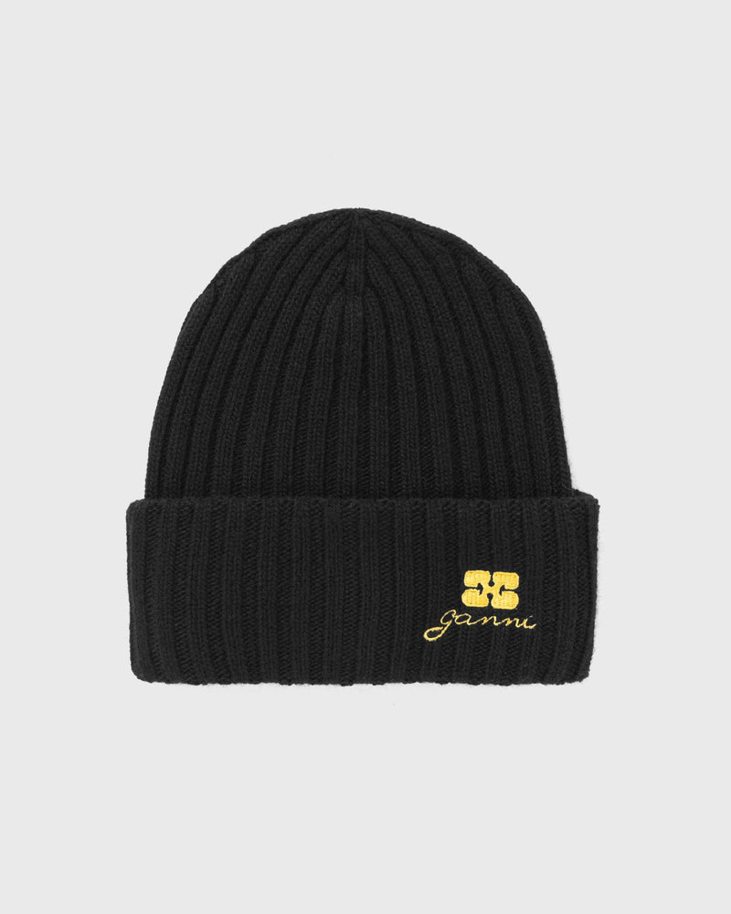 Ganni Future Wool Beanie Black