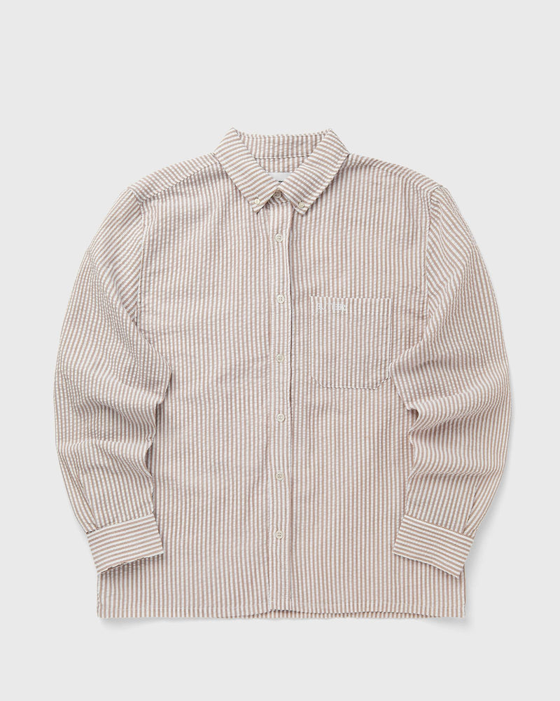 Butter Goods Seersucker Striped Shirt Brown