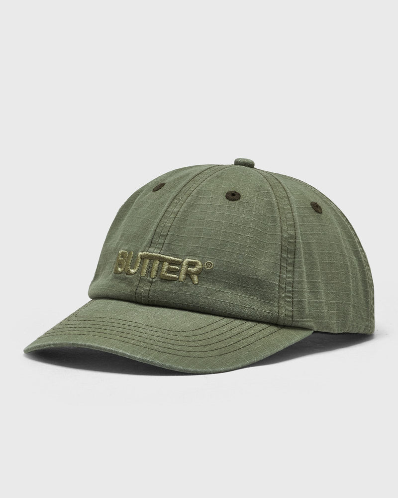Butter Goods Ripstop Rounded Logo 6 Panel Cap Green