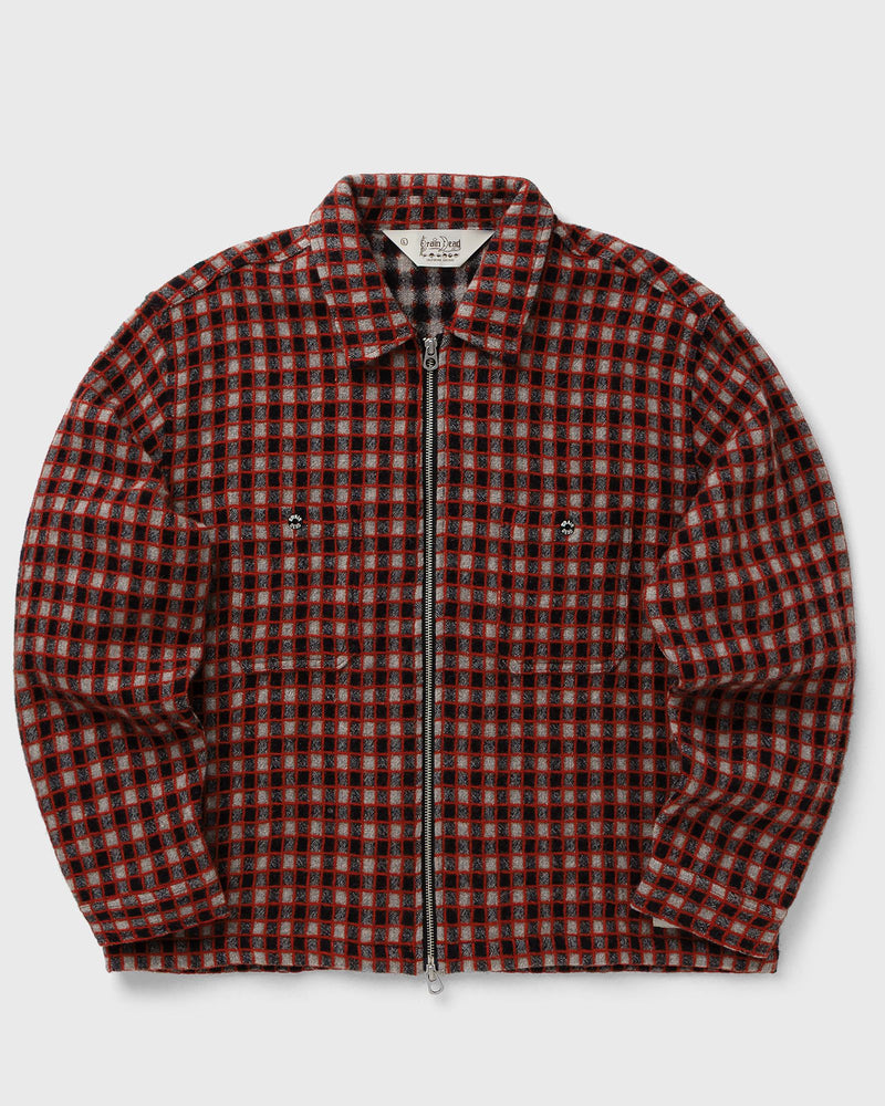 Brain Dead Check Mate Flannel Zip Shirt Black|red