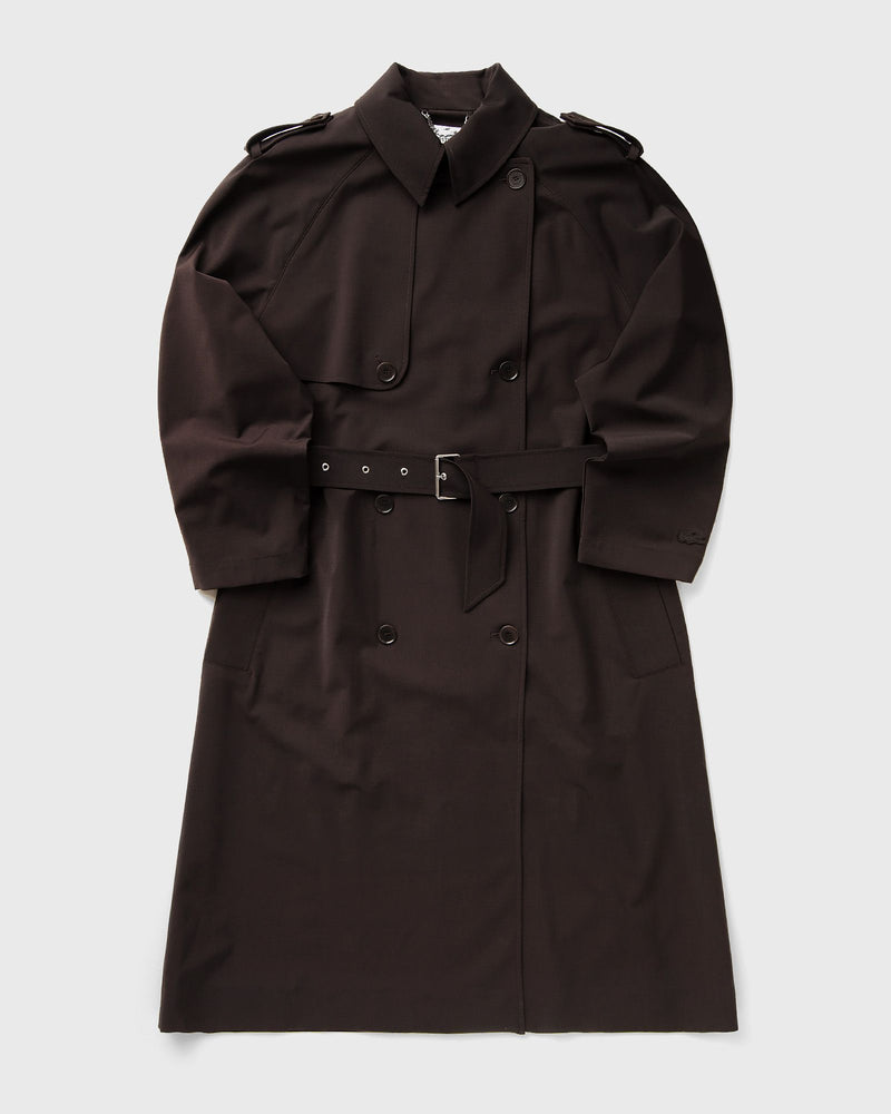 Lacoste Oversized Wool Blend Trench Coat Brown