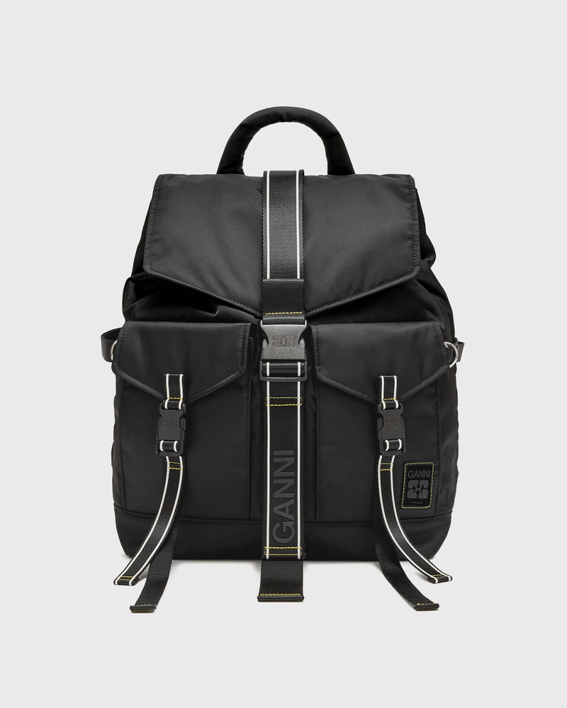 Ganni Re-Tech Sport Nylon Backpack Black
