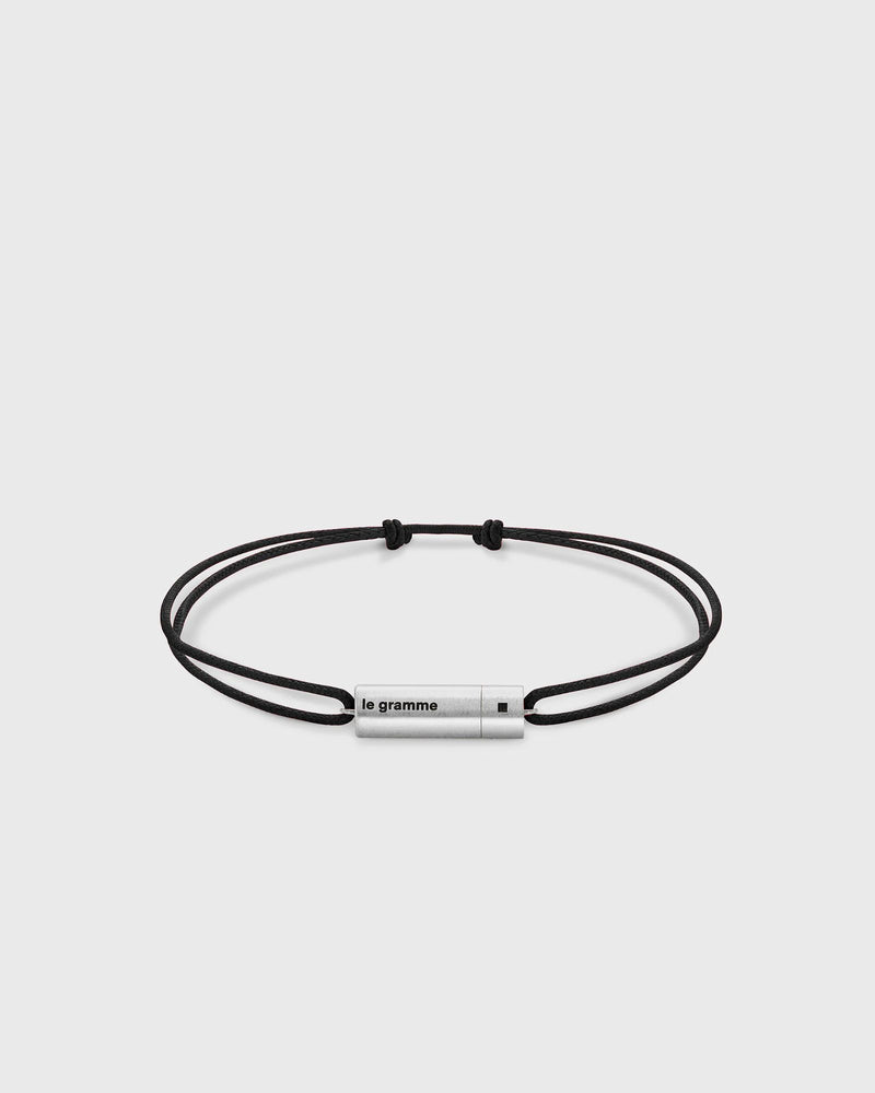 Le Gramme 5G Cable Black Cord Bracelet Silver