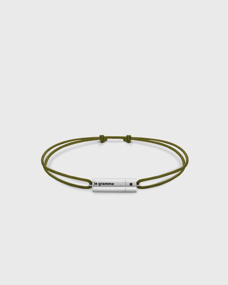 Le Gramme 5G Cable Khaki Cord Bracelet Silver