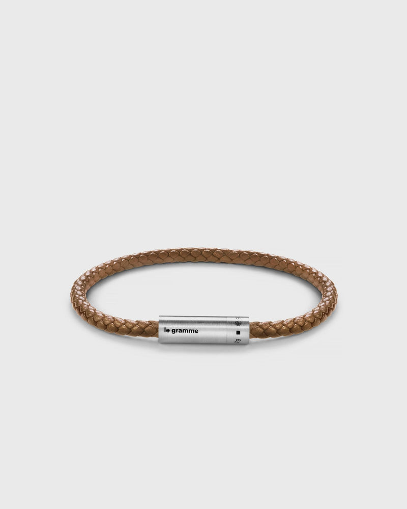 Le Gramme 7G Camel Leather Cable Bracelet Brown