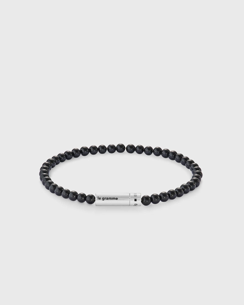 Le Gramme 11G Onyx Beads Bracelet Black|silver