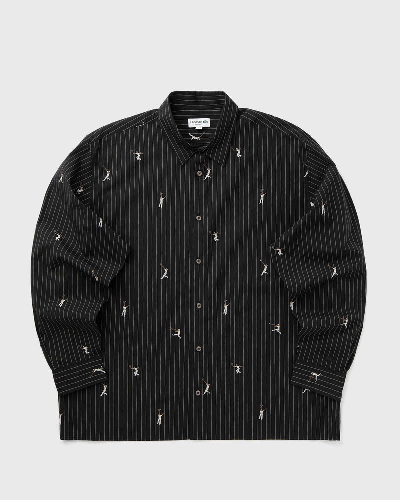 Lacoste Relaxed Fit Embroidered Cotton Shirt Black