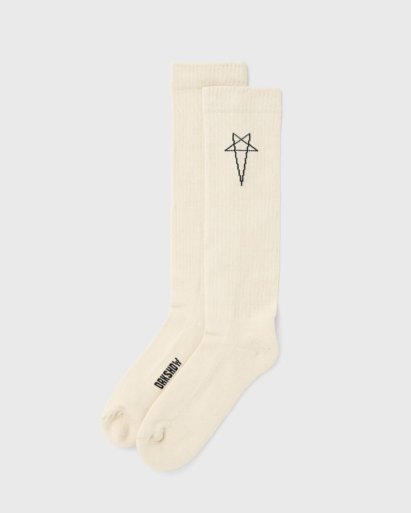 Rick Owens Knit Socks -Pentagram Knee High Socks Beige