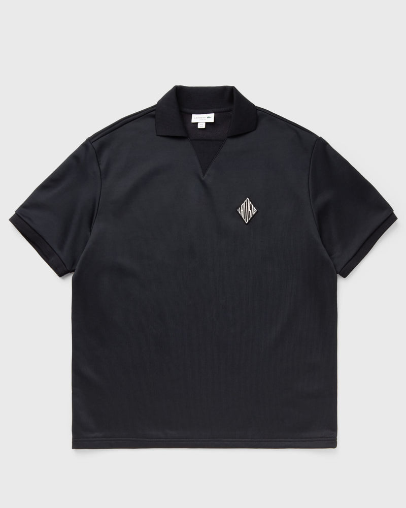 Lacoste Loose Fit Badge Accent Fleece Polo Shirt Black