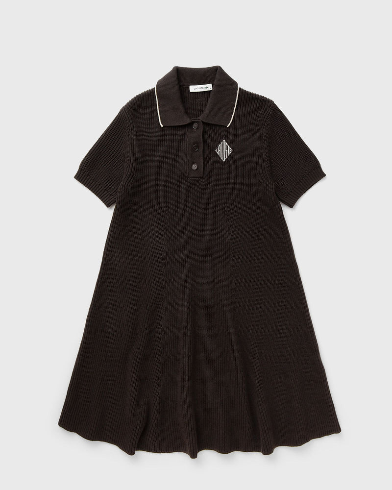 Lacoste Badge Accent Cotton Polo Dress Brown