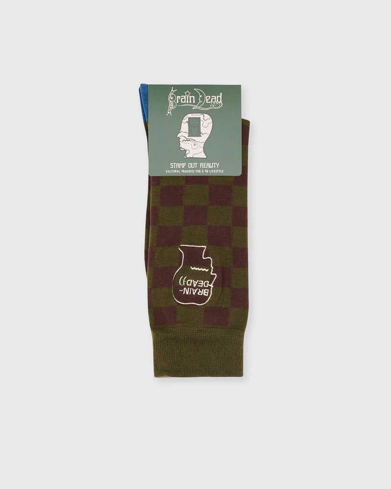 Brain Dead Logohead Crew Socks Green|red