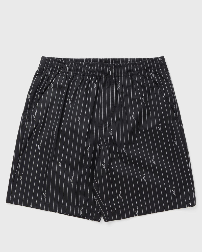 Lacoste Crocodile Print Stripe Cotton Shorts Black