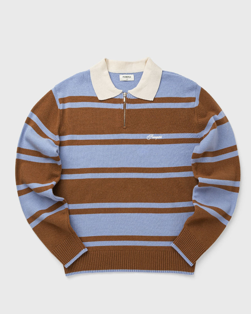 Pompeii Rugby Knit Polo Blue|brown