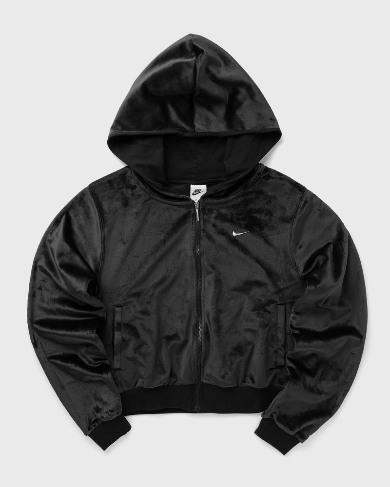 Nike Womens Sportswear Chill Knit Loose Velour Full-Zip Hoodie Black