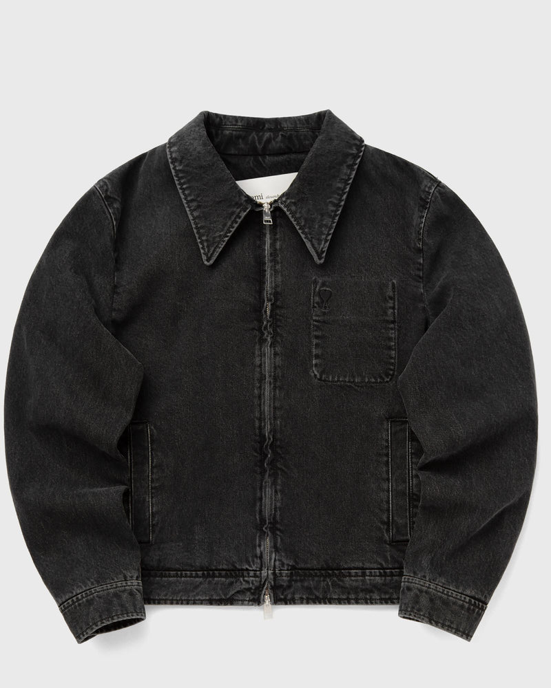 AMI Paris Tonal AMI de Coeur Zipped Jacket Black