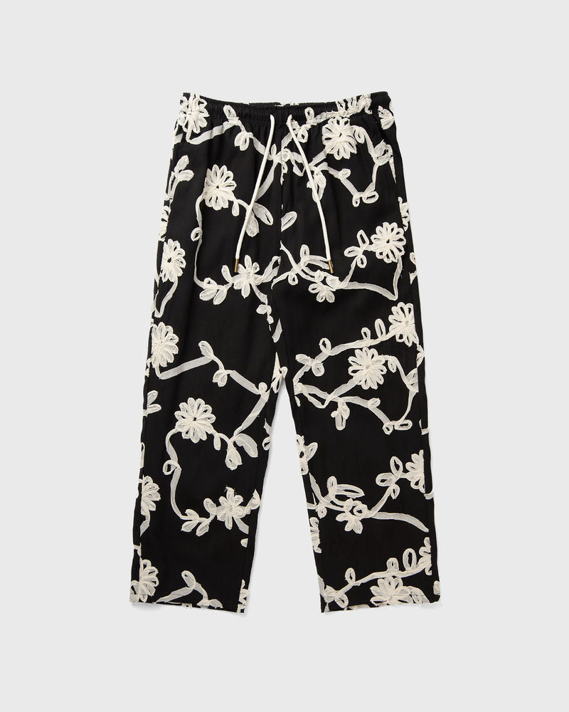 Honor the Gift Floral Ribbon Ankle Pant Black|beige