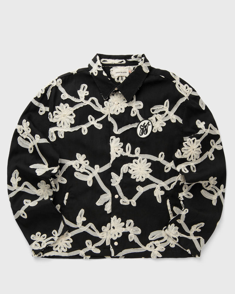 Honor the Gift Floral Ribbon Button Up Black