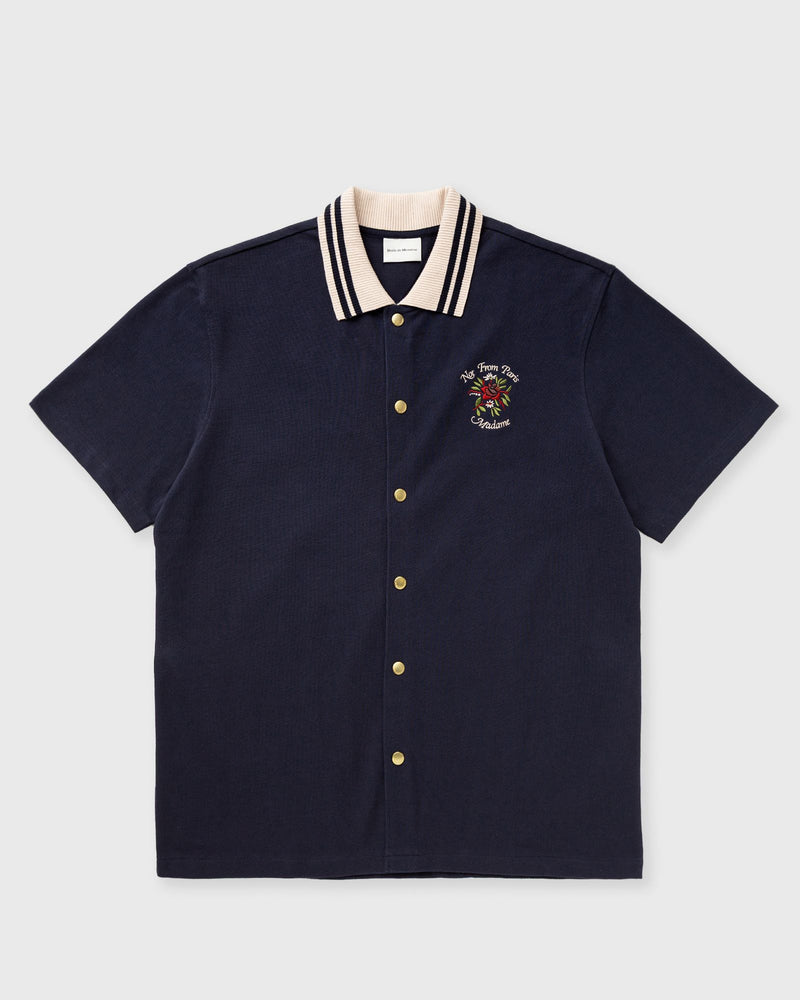 Drôle de Monsieur Piquèe Slogan Rose Shirt Blue