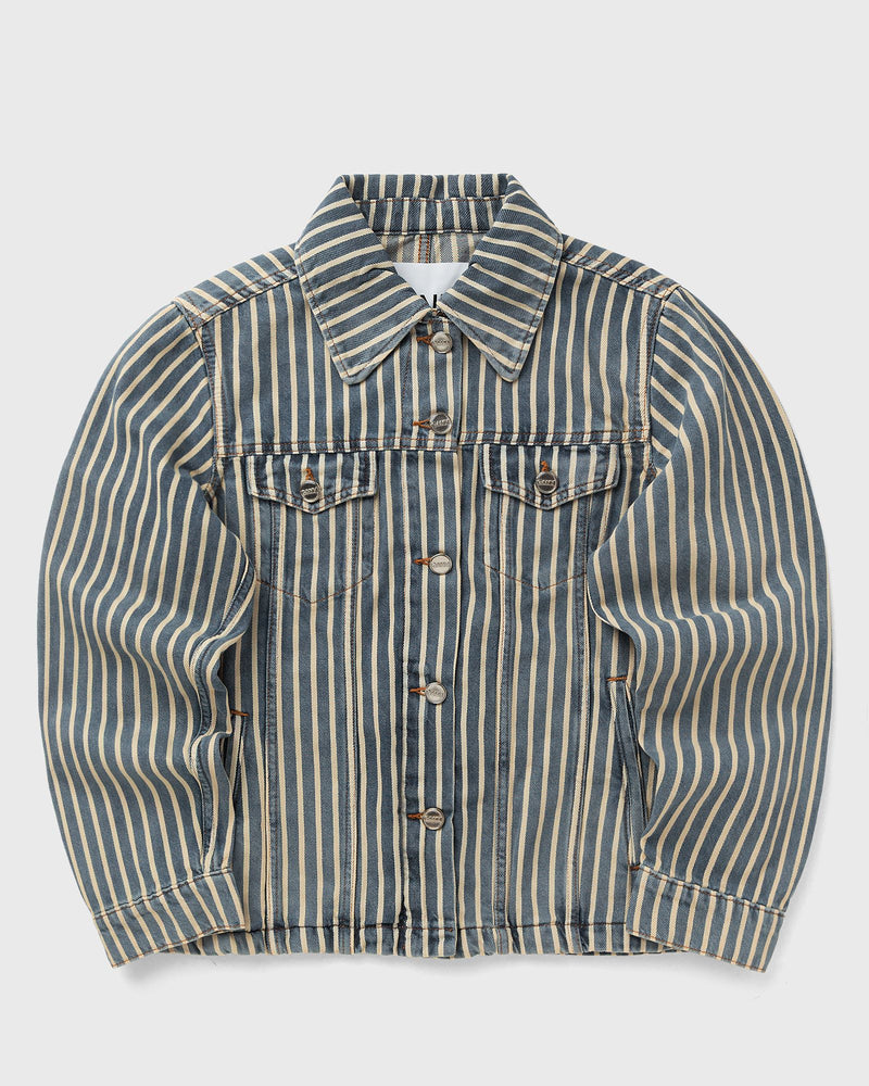 Ganni Light Stripe Denim Jacket Blue