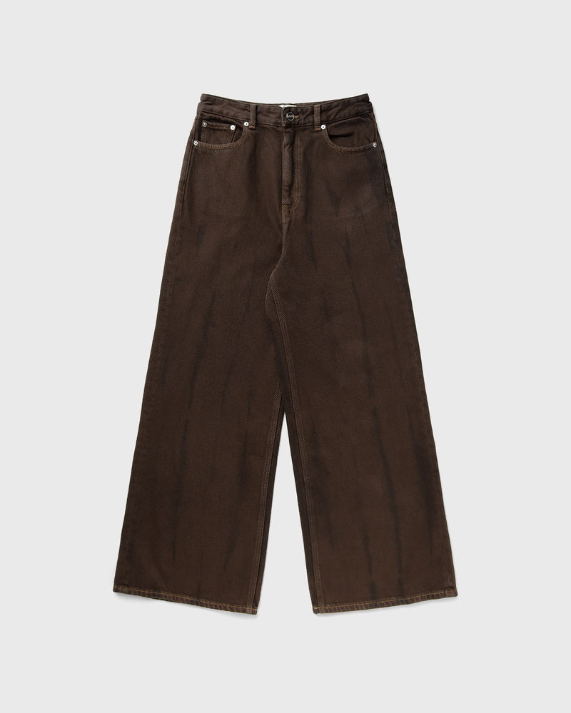 Ganni Overdyed Heavy Denim Baggy Jeans Brown