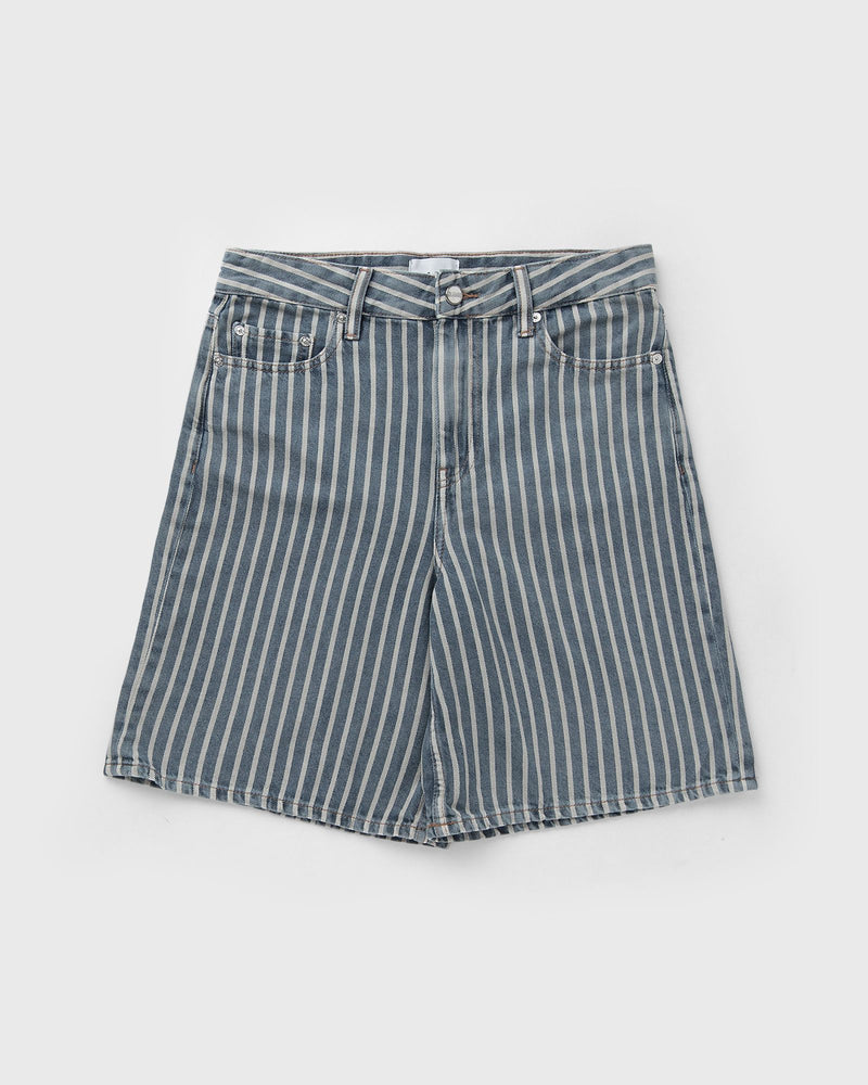 Ganni Light Stripe Denim Shorts Blue