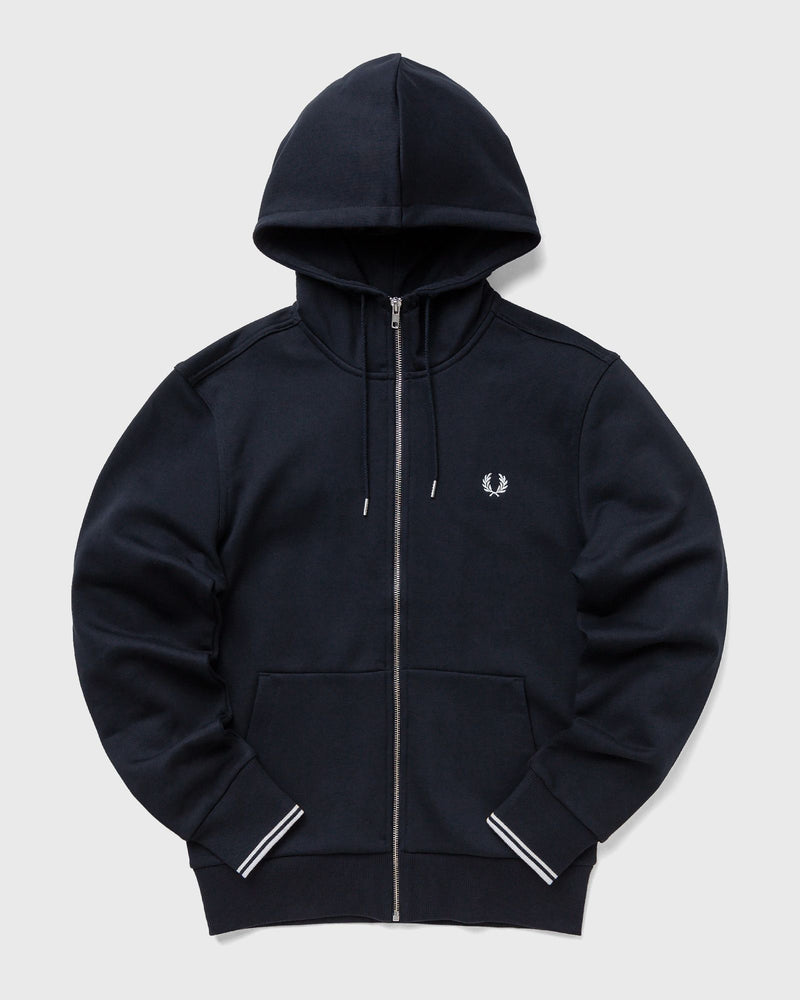 Fred Perry Hooded Zip Through Sweatshirt Blue