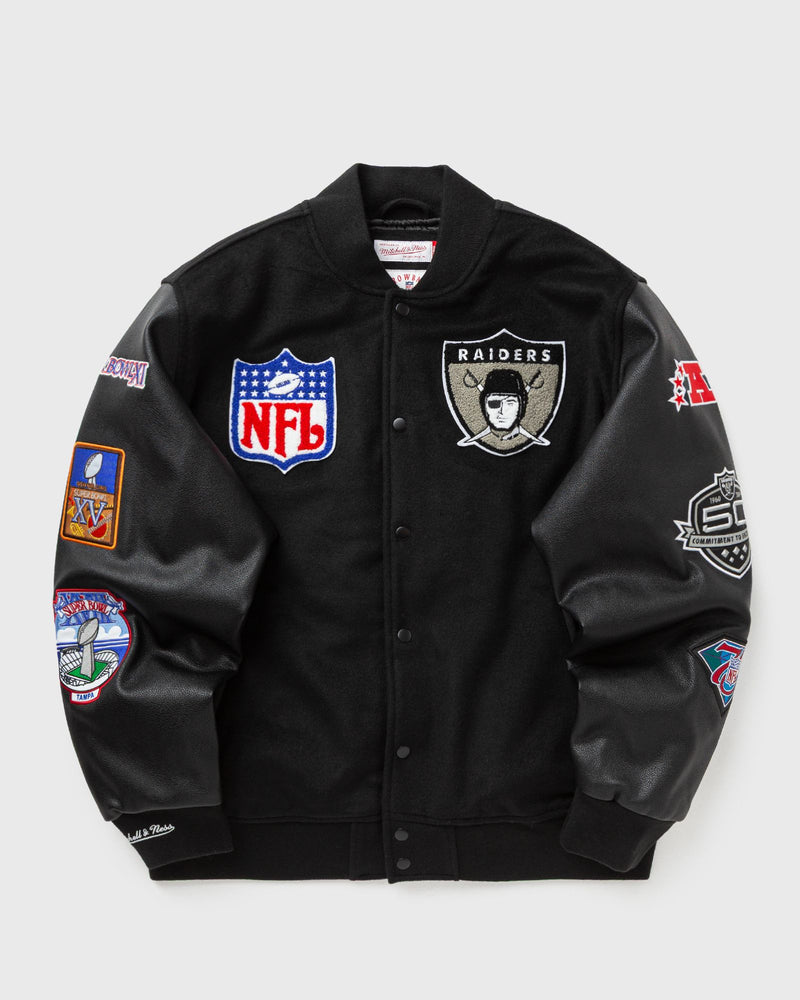 Mitchell & Ness NFL Black Out Collection Varsity Jacket Vintage Logo Las Vegas Raiders
