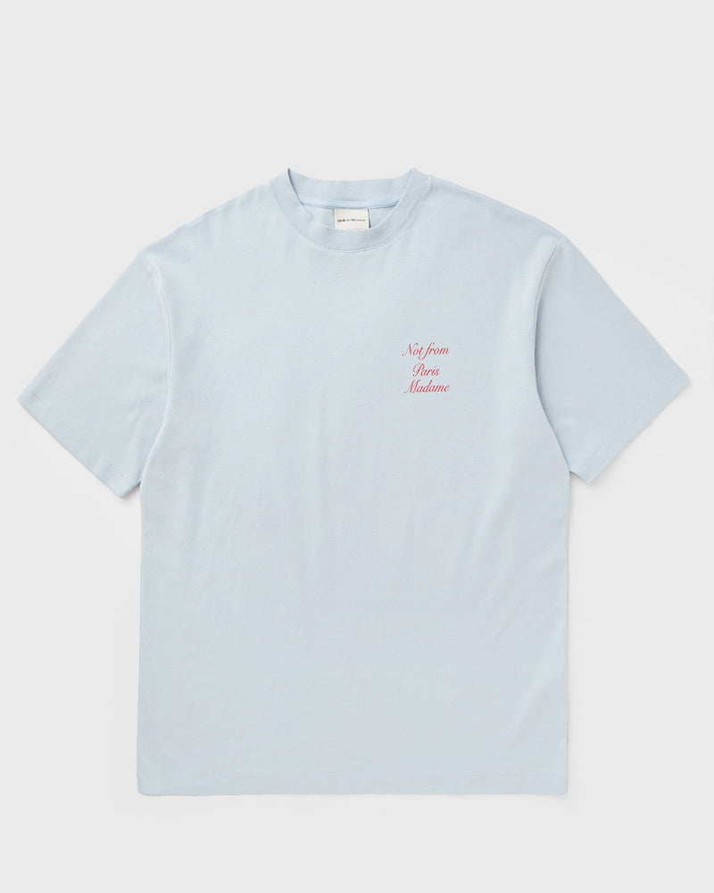 Drôle de Monsieur le T-Shirt Slogan Calligraphy Blue