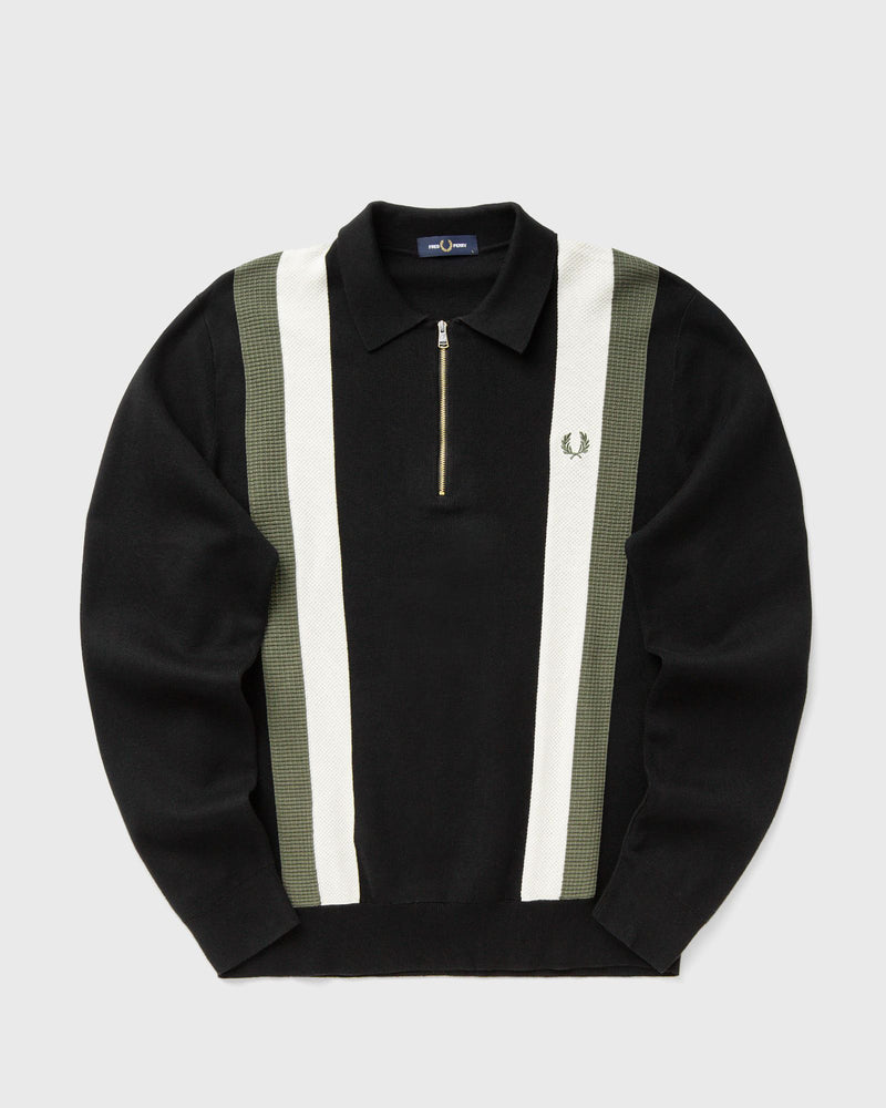 Fred Perry Contrast Tipped Knitted Shirt Black