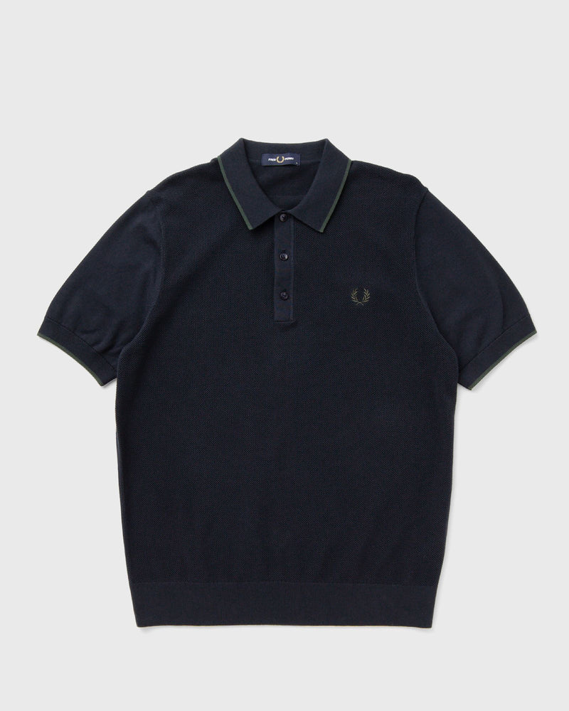 Fred Perry Pique Stitch Knitted Shirt Blue