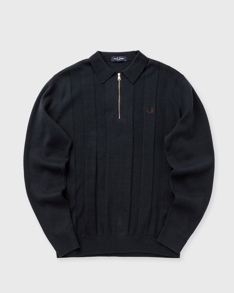 Fred Perry Tonal Stripe Knitted Shirt Blue