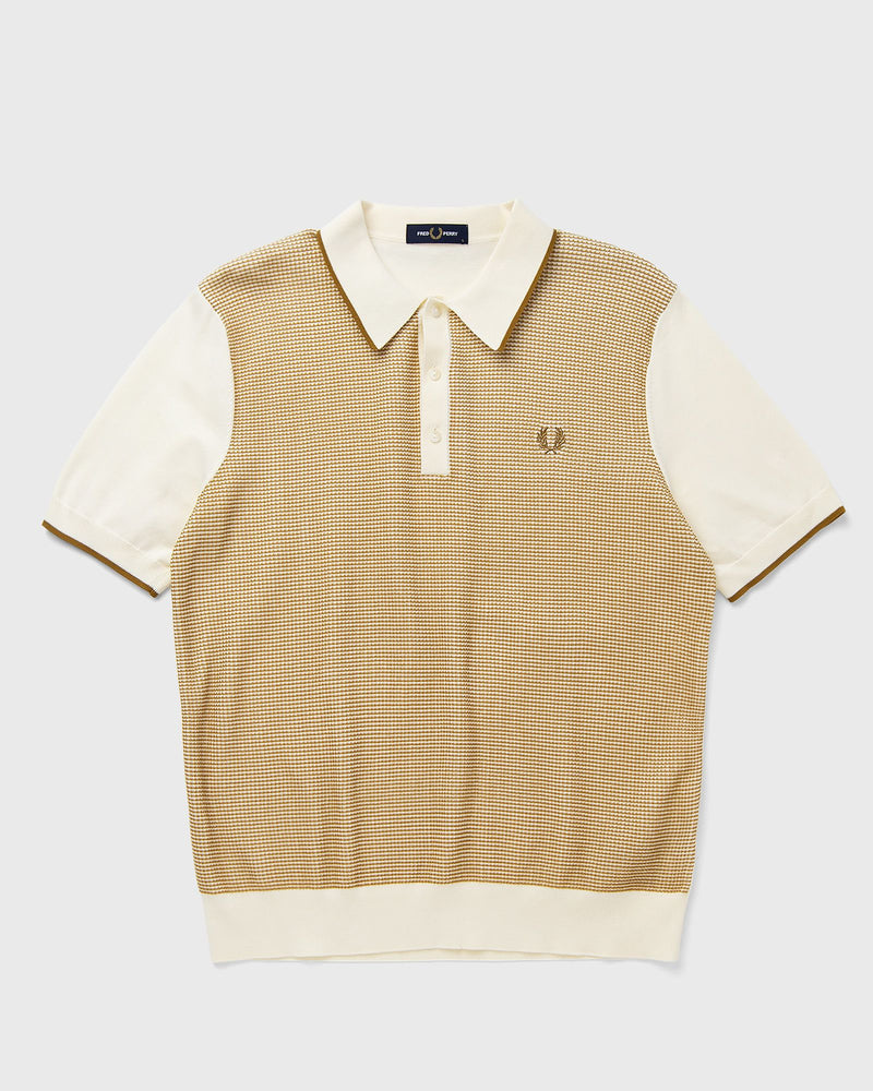 Fred Perry Tonic Waffle Knitted Shirt White|beige