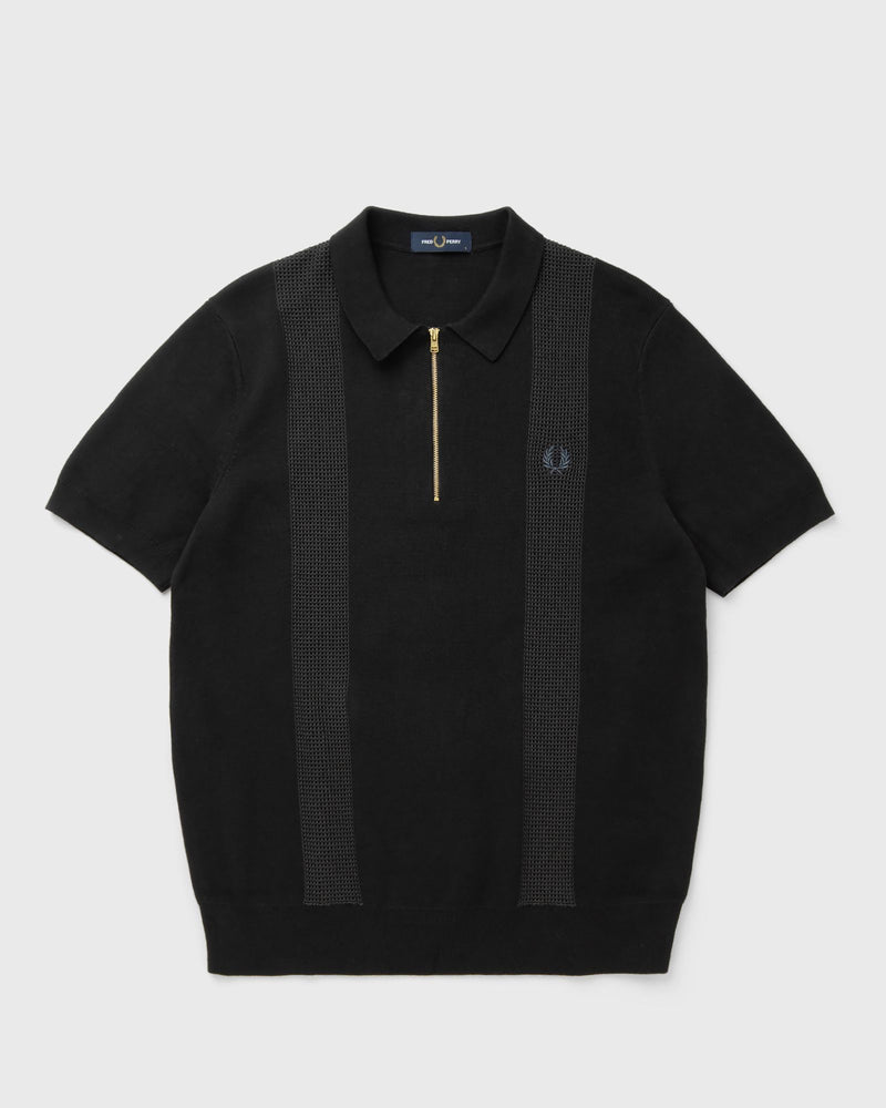 Fred Perry Panel Detail Knitted Shirt Black